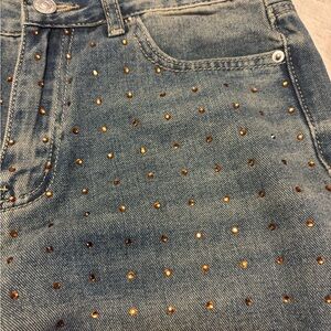 Ashley Mason Faded Jeans with Gold Accents